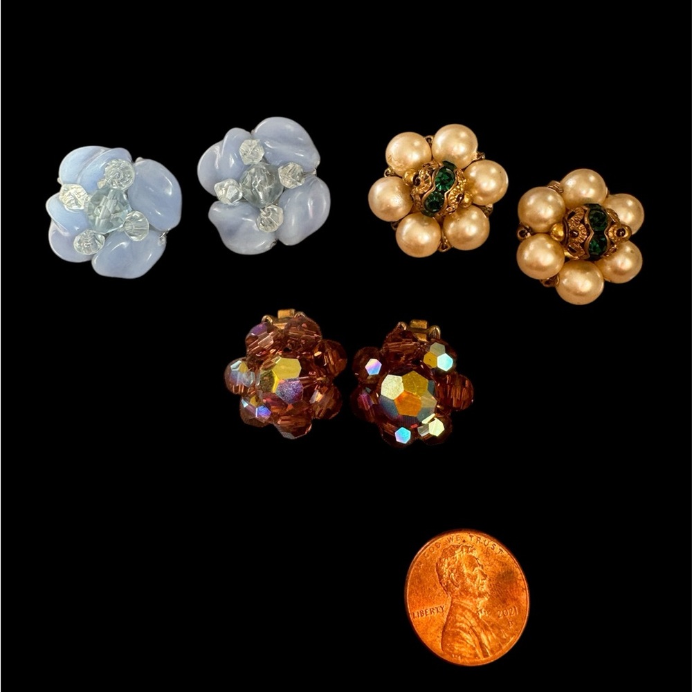 Vintage Floral Clip-On Earrings Set